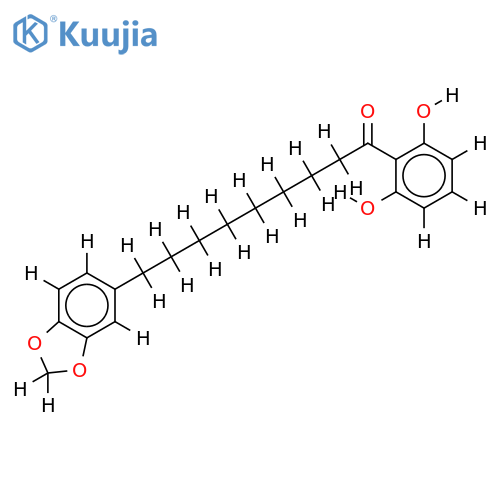 1-(2',6'-dihydroxyphenyl)-9-(3'',4''-methylenedioxyphenyl)nonan-1-one structure