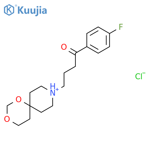 9-[4-(4-fluorophenyl)-4-oxobutyl]-1,3-dioxa-9-azoniaspiro[5.5]undecane chloride structure