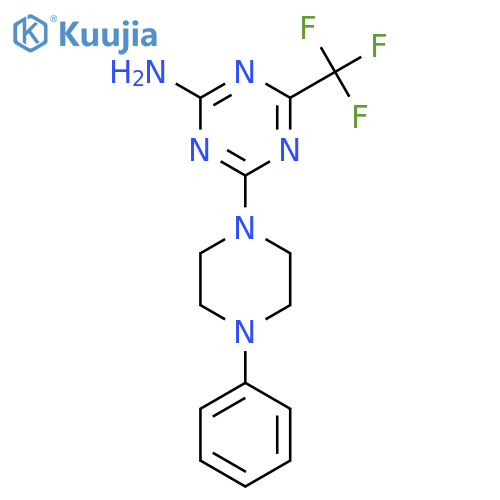 1,3,5-Triazin-2-amine, 4-(4-phenyl-1-piperazinyl)-6-(trifluoromethyl)- structure