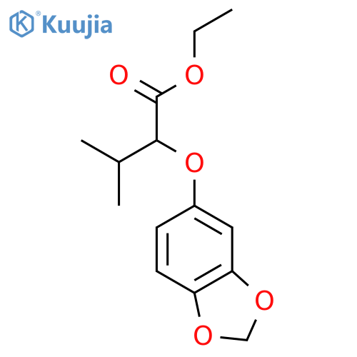 Butanoic acid, 2-(1,3-benzodioxol-5-yloxy)-3-methyl-, ethyl ester structure