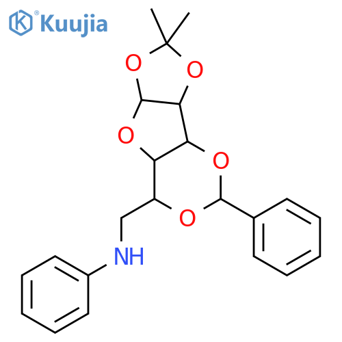 N-[(2,2-dimethyl-5-phenyltetrahydro-3bH-[1,3]dioxolo[4,5]furo[3,2-d][1,3]dioxin-7-yl)methyl]aniline (non-preferred name) structure