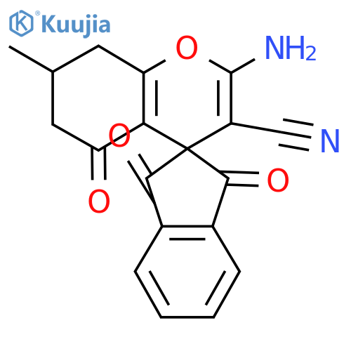 2-Amino-7-methyl-5,11,13-trioxospiro[4,6,7,8-tetrahydro2H-chromene-4,2'-indane]-3-carbonitrile structure