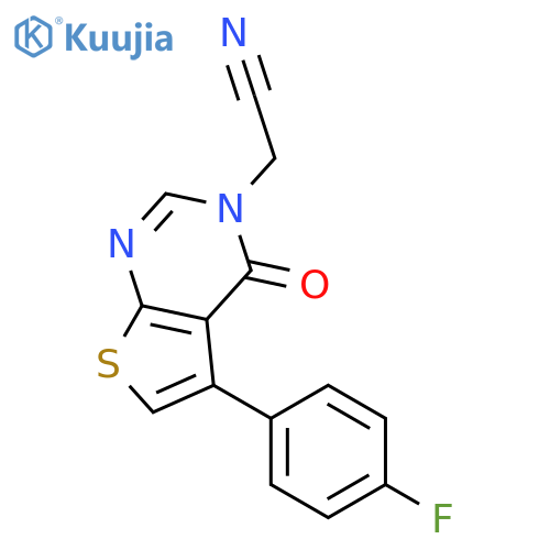 2-5-(4-Fluorophenyl)-4-oxo-3H,4H-thieno2,3-dpyrimidin-3-ylacetonitrile structure