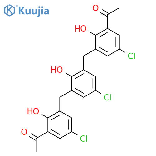 1-[3-[[3-[(3-acetyl-5-chloro-2-hydroxyphenyl)methyl]-5-chloro-2-hydroxyphenyl]methyl]-5-chloro-2-hydroxyphenyl]ethanone structure
