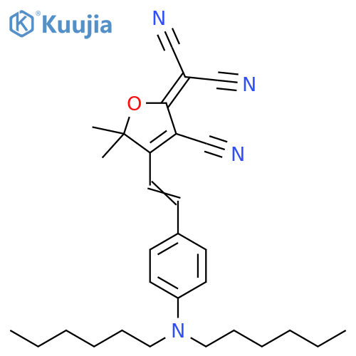 Propanedinitrile,[3-cyano-4-[2-[4-(dihexylamino)phenyl]ethenyl]-5,5-dimethyl-2(5H)-furanylidene]- structure