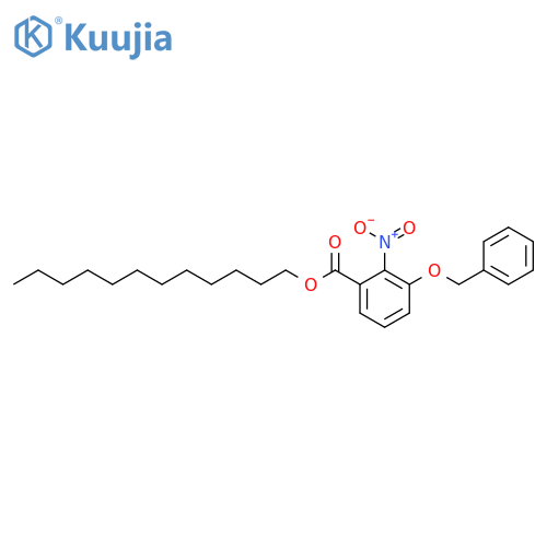 Benzoic acid, 2-nitro-3-(phenylmethoxy)-, dodecyl ester structure