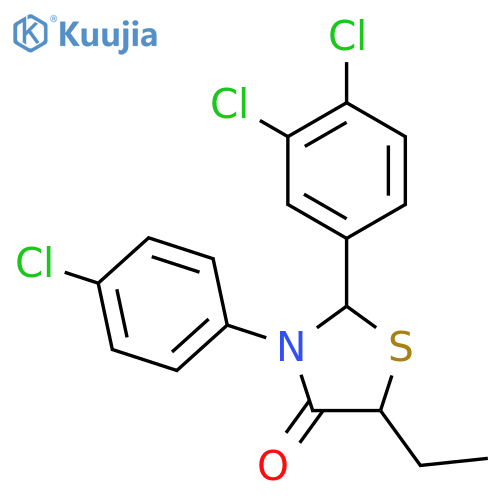 4-Thiazolidinone, 3-(4-chlorophenyl)-2-(3,4-dichlorophenyl)-5-ethyl- structure