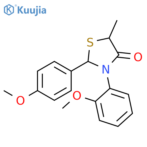 4-THIAZOLIDINONE, 3-(2-METHOXYPHENYL)-2-(4-METHOXYPHENYL)-5-METHYL- structure