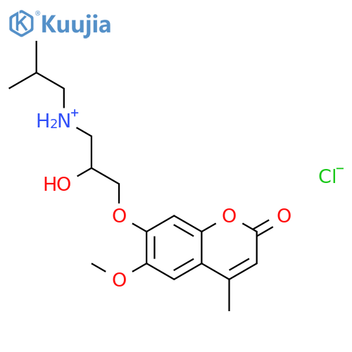 2-hydroxy-3-[(6-methoxy-4-methyl-2-oxo-2H-chromen-7-yl)oxy]-N-(2-methylpropyl)propan-1-aminium chloride structure