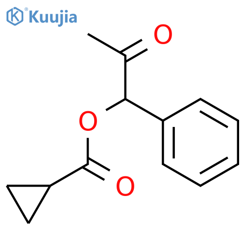 Cyclopropanecarboxylic acid, 2-oxo-1-phenylpropyl ester structure