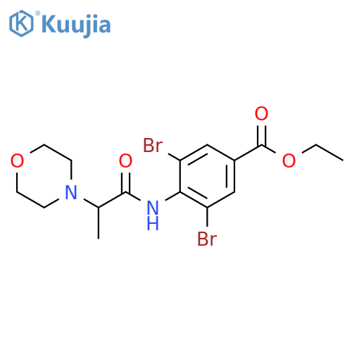 Benzoic acid, 3,5-dibromo-4-[[2-(4-morpholinyl)-1-oxopropyl]amino]-,ethyl ester structure