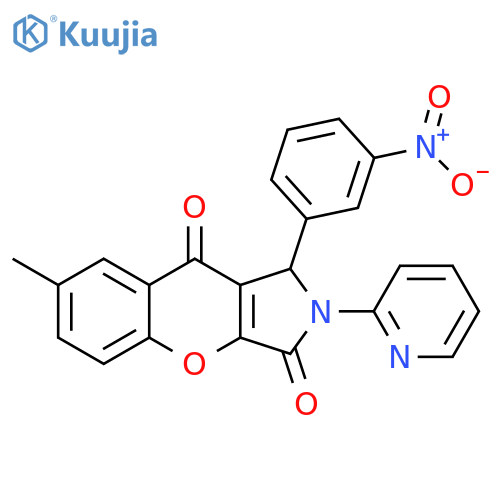 7-methyl-1-(3-nitrophenyl)-2-(pyridin-2-yl)-1H,2H,3H,9H-chromeno2,3-cpyrrole-3,9-dione structure