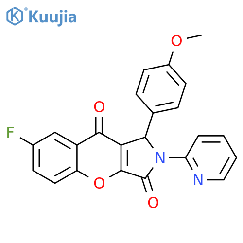 7-fluoro-1-(4-methoxyphenyl)-2-(pyridin-2-yl)-1H,2H,3H,9H-chromeno2,3-cpyrrole-3,9-dione structure