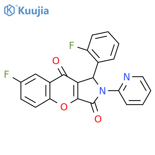 7-fluoro-1-(2-fluorophenyl)-2-(pyridin-2-yl)-1H,2H,3H,9H-chromeno2,3-cpyrrole-3,9-dione structure