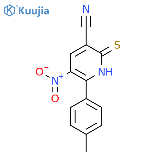 3-PYRIDINECARBONITRILE, 1,2-DIHYDRO-6-(4-METHYLPHENYL)-5-NITRO-2-THIOXO- structure