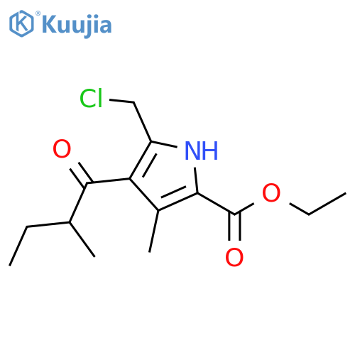 1H-Pyrrole-2-carboxylic acid,5-(chloromethyl)-3-methyl-4-(2-methyl-1-oxobutyl)-, ethyl ester structure