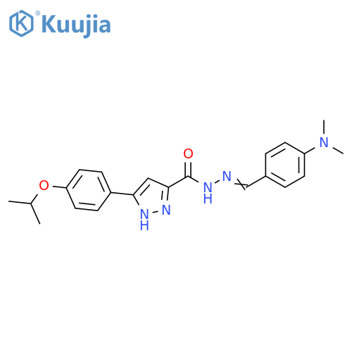 N'-(1E)-4-(dimethylamino)phenylmethylidene-3-4-(propan-2-yloxy)phenyl-1H-pyrazole-5-carbohydrazide structure