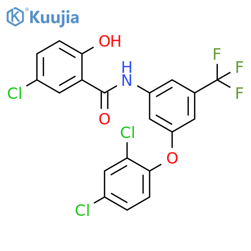 Benzamide,5-chloro-N-[3-(2,4-dichlorophenoxy)-5-(trifluoromethyl)phenyl]-2-hydroxy- structure