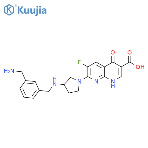 1,8-Naphthyridine-3-carboxylic acid,7-[3-[[[3-(aminomethyl)phenyl]methyl]amino]-1-pyrrolidinyl]-6-fluoro-1,4-dihydro-4-oxo- structure