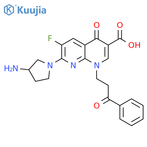 1,8-Naphthyridine-3-carboxylic acid,7-(3-amino-1-pyrrolidinyl)-6-fluoro-1,4-dihydro-4-oxo-1-(3-oxo-3-phenylpropyl)- structure
