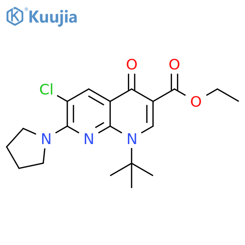 1,8-Naphthyridine-3-carboxylic acid,6-chloro-1-(1,1-dimethylethyl)-1,4-dihydro-4-oxo-7-(1-pyrrolidinyl)-, ethylester structure