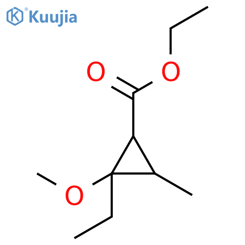 Cyclopropanecarboxylic acid, 2-ethyl-2-methoxy-3-methyl-, ethyl ester structure