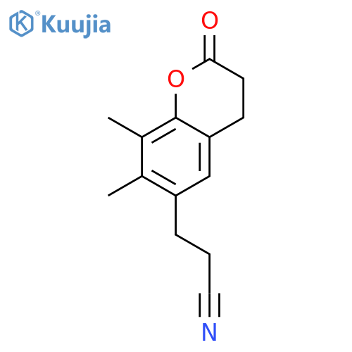 2H-1-Benzopyran-6-propanenitrile, 3,4-dihydro-7,8-dimethyl-2-oxo- structure