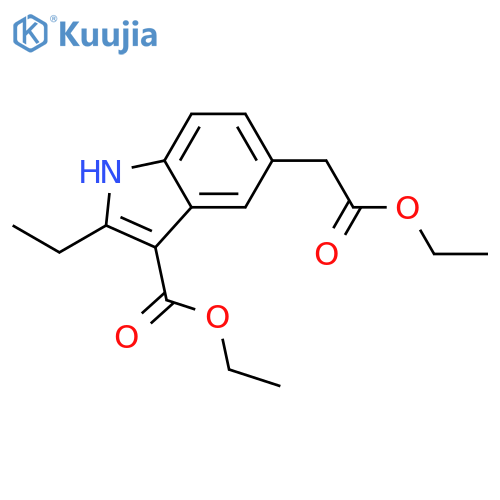 1H-Indole-5-acetic acid, 3-(ethoxycarbonyl)-2-ethyl-, ethyl ester structure