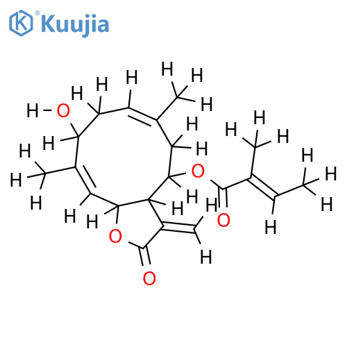 3beta-hydroxy-8beta-angeloyloxygermacra-1(10)E,4E,11(13)-trien-12,6beta-olide structure