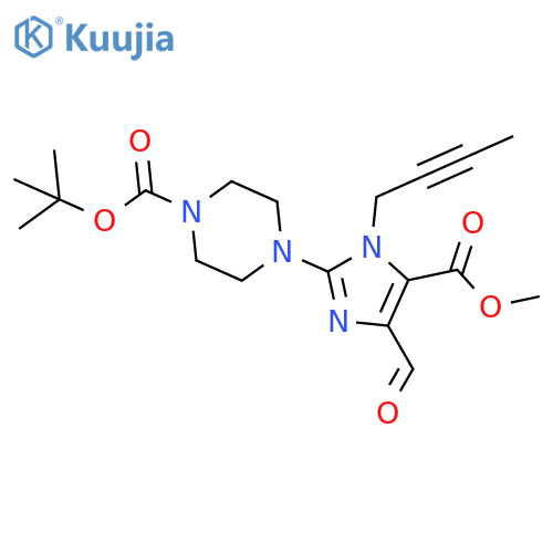 1-Piperazinecarboxylic acid,4-[1-(2-butynyl)-4-formyl-5-(methoxycarbonyl)-1H-imidazol-2-yl]-,1,1-dimethylethyl ester structure