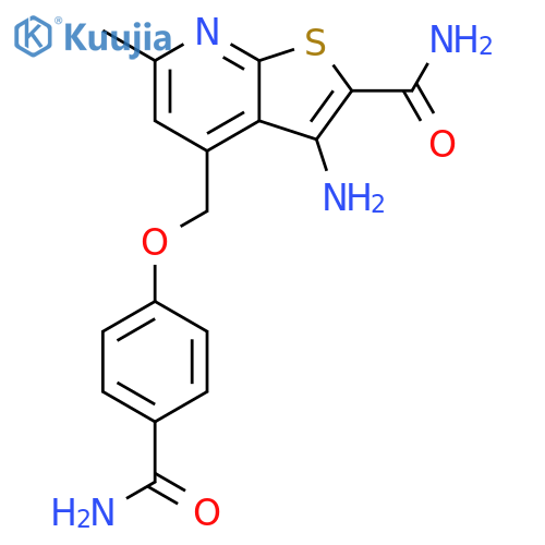 Thieno[2,3-b]pyridine-2-carboxamide,3-amino-4-[[4-(aminocarbonyl)phenoxy]methyl]-6-methyl- structure