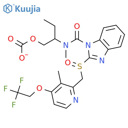 Carbonic acid, ethyl2-[methyl[[2-[[[3-methyl-4-(2,2,2-trifluoroethoxy)-2-pyridinyl]methyl]sulfinyl]-1H-benzimidazol-1-yl]carbonyl]amino]ethyl ester structure