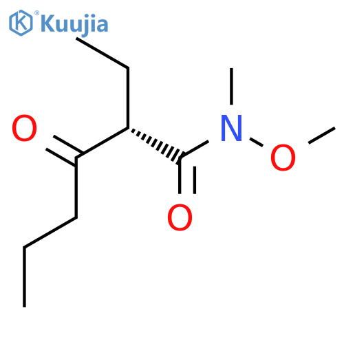 Hexanamide, 2-ethyl-N-methoxy-N-methyl-3-oxo-, (2S)- structure