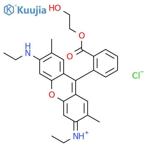 N-[(3E)-6-(ethylamino)-9-{2-[(2-hydroxyethoxy)carbonyl]phenyl}-2,7-dimethyl-3H-xanthen-3-ylidene]ethanaminium chloride structure