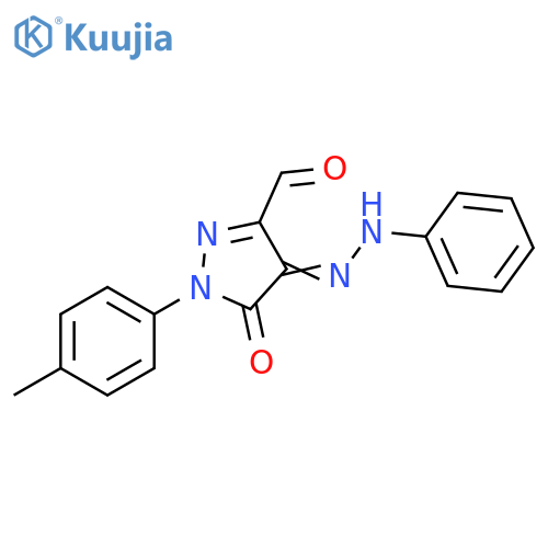 1H-Pyrazole-3-carboxaldehyde,4,5-dihydro-1-(4-methylphenyl)-5-oxo-4-(phenylhydrazono)- structure