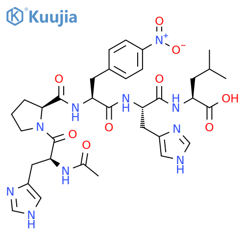 L-Leucine,N-[N-[N-[1-(N-acetyl-L-histidyl)-L-prolyl]-4-nitro-L-phenylalanyl]-L-histidyl]- structure