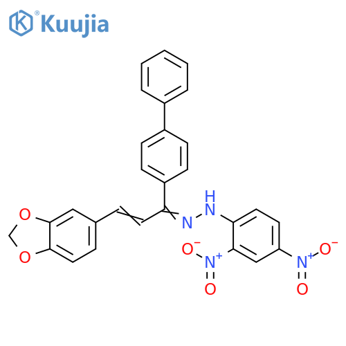 2-Propen-1-one, 3-(1,3-benzodioxol-5-yl)-1-[1,1'-biphenyl]-4-yl-,(2,4-dinitrophenyl)hydrazone structure