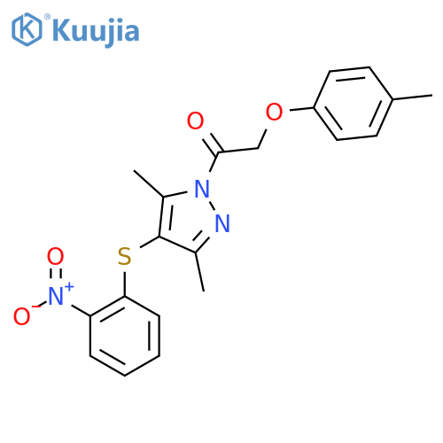 1-{3,5-dimethyl-4-(2-nitrophenyl)sulfanyl-1H-pyrazol-1-yl}-2-(4-methylphenoxy)ethan-1-one structure