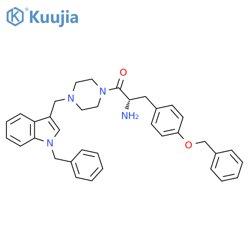 Piperazine,1-[(2S)-2-amino-1-oxo-3-[4-(phenylmethoxy)phenyl]propyl]-4-[[1-(phenylmethyl)-1H-indol-3-yl]methyl]- structure