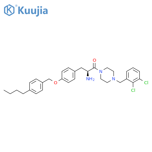 Piperazine,1-[(2S)-2-amino-3-[4-[(4-butylphenyl)methoxy]phenyl]-1-oxopropyl]-4-[(2,3-dichlorophenyl)methyl]- structure
