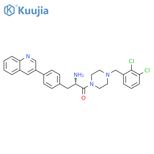 Piperazine,1-[(2S)-2-amino-1-oxo-3-[4-(3-quinolinyl)phenyl]propyl]-4-[(2,3-dichlorophenyl)methyl]- structure