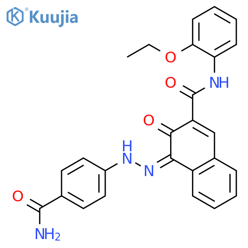 (4Z)-4-[(4-carbamoylphenyl)hydrazinylidene]-N-(2-ethoxyphenyl)-3-oxo-n aphthalene-2-carboxamide structure