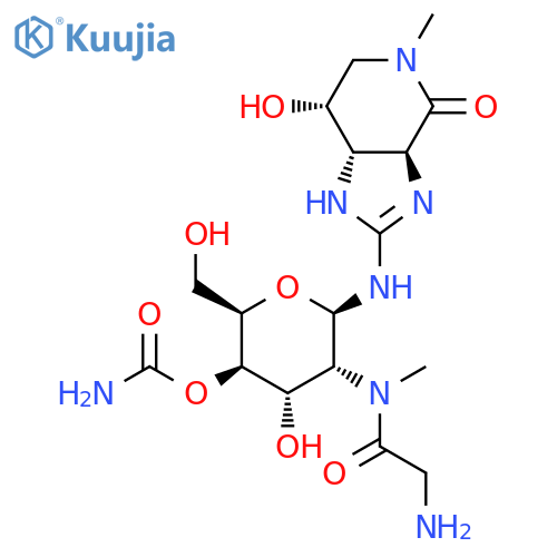 4-O-carbamoyl-2-deoxy-2-[glycyl(methyl)amino]-N-[(3aS,7R,7aS)-7-hydroxy-5-methyl-4-oxo-3a,4,5,6,7,7a-hexahydro-1H-imidazo[4,5-c]pyridin-2-yl]-beta-D-gulopyranosylamine structure