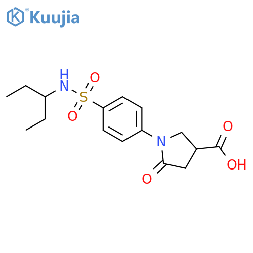 3-Pyrrolidinecarboxylic acid,1-[4-[[(1-ethylpropyl)amino]sulfonyl]phenyl]-5-oxo- structure
