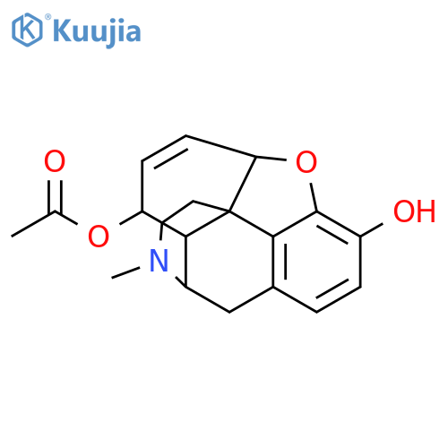 (5alpha,8beta)-3-hydroxy-17-methyl-6,7-didehydro-4,5-epoxymorphinan-8-yl acetate structure