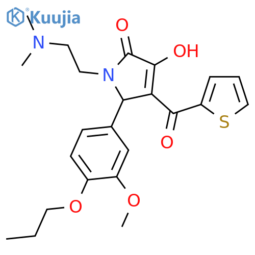 1-2-(dimethylamino)ethyl-3-hydroxy-5-(3-methoxy-4-propoxyphenyl)-4-(thiophene-2-carbonyl)-2,5-dihydro-1H-pyrrol-2-one structure