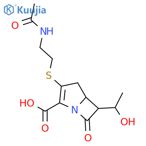 (5R,6R)-3-{[2-(acetylamino)ethyl]sulfanyl}-6-[(1R)-1-hydroxyethyl]-7-oxo-1-azabicyclo[3.2.0]hept-2-ene-2-carboxylic acid structure
