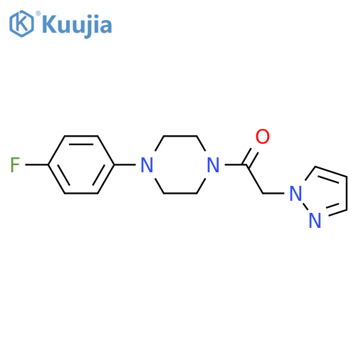 Piperazine, 1-(4-fluorophenyl)-4-(1H-pyrazol-1-ylacetyl)- structure