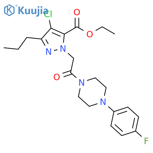 1H-Pyrazole-5-carboxylic acid,4-chloro-1-[2-[4-(4-fluorophenyl)-1-piperazinyl]-2-oxoethyl]-3-propyl-,ethyl ester structure