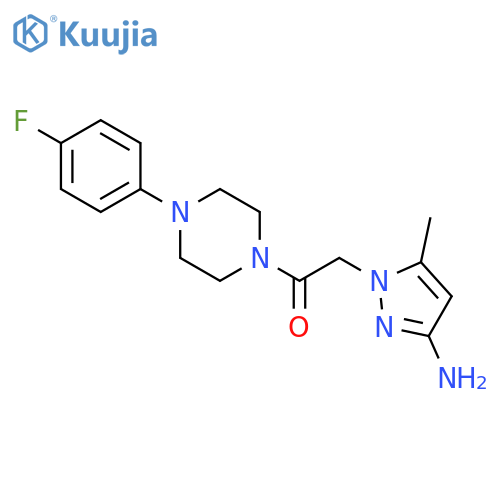 Piperazine,1-[(3-amino-5-methyl-1H-pyrazol-1-yl)acetyl]-4-(4-fluorophenyl)- structure